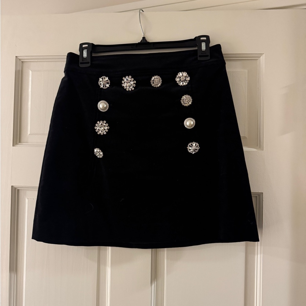 Veronica Beard Black Mini Skirt with Embellishments